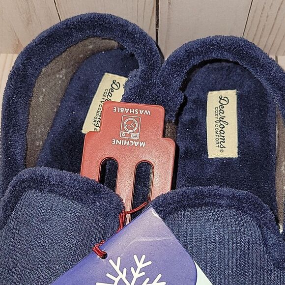 NWT Dearfoams Womens Blue Cozy Comfort Memory Foam Slipper Shoes 9/10 - Picture 6 of 7